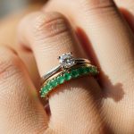 How to Style Emerald Wedding Band with Solitaire Engagement Rings