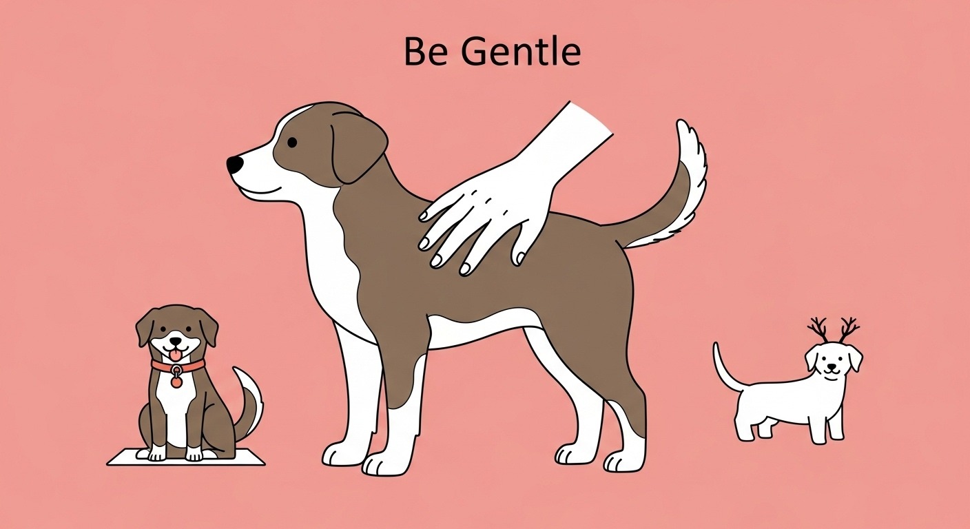 Adult calmly avoiding an unfamiliar dog