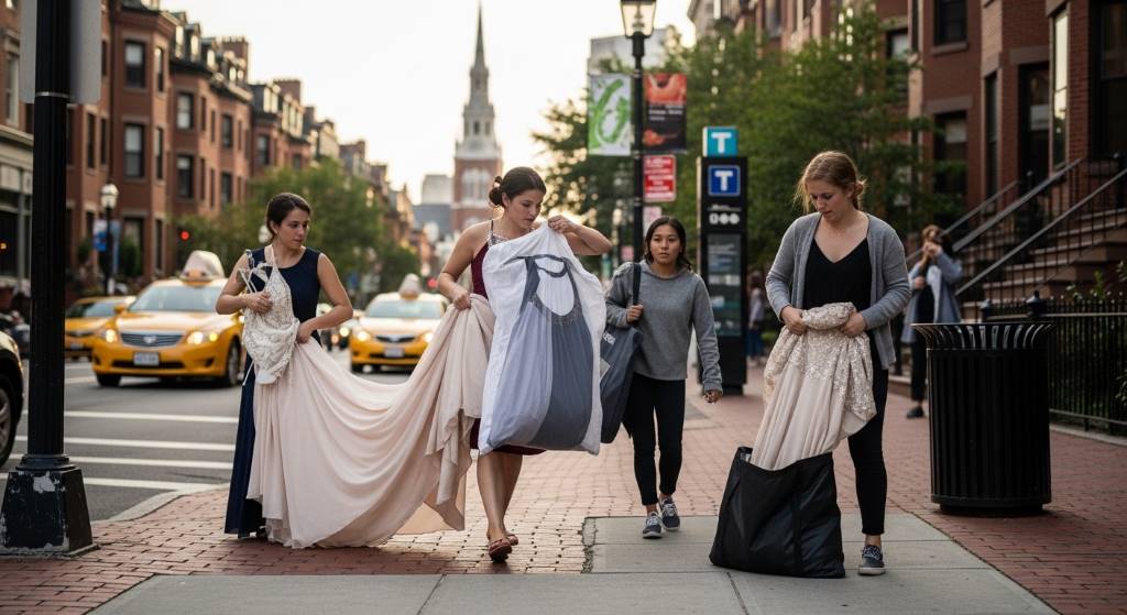 Temporary hemming solution for long formal dress at college gala