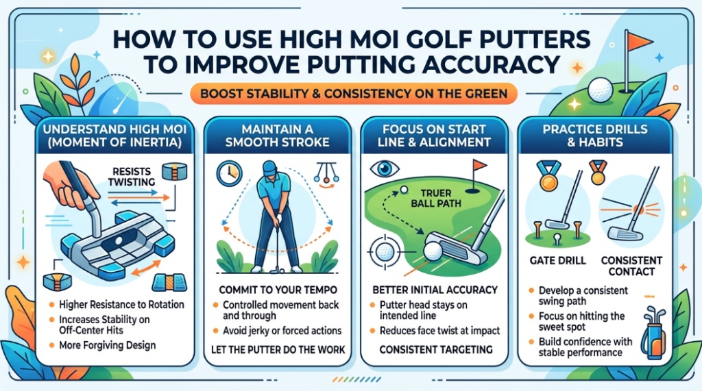 high MOI golf putter perimeter weighting design for improved stability